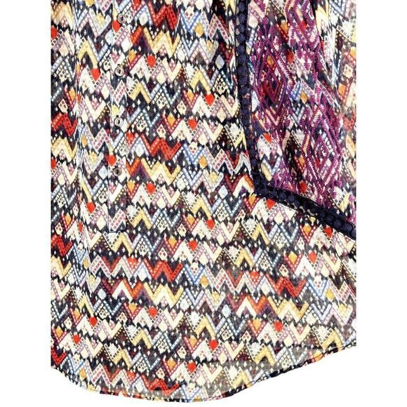 Anthropologie Vanessa Virginia Boho 3/4 Sleeve Multicolor Blouse Sz 2P EUC - Picture 6 of 12